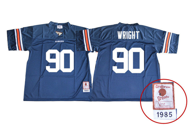 Auburn Tigers Men's Gabe Wright #90 Navy Stitched College 1985 Throwback NCAA Authentic Football Jersey WUB3874DK